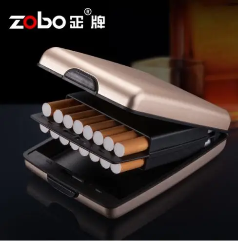 ZOBO cigarrette металлический чехол, изысканный, влагостойкий, креативные коробки для сигарет для мужчин, может держать 16 штук сигарет, подарок для курения