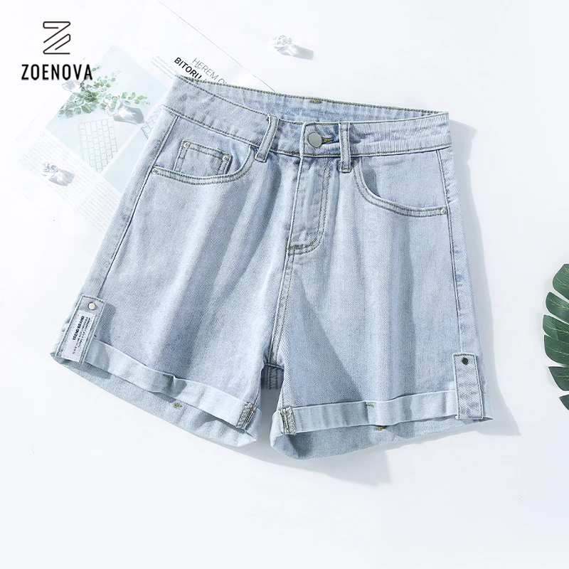 Short en Denim bleu clair à enrouler pour femmes, vêtement d'été Cool et à la mode, Style coréen mignon, tendance, choix bon marché, 2021