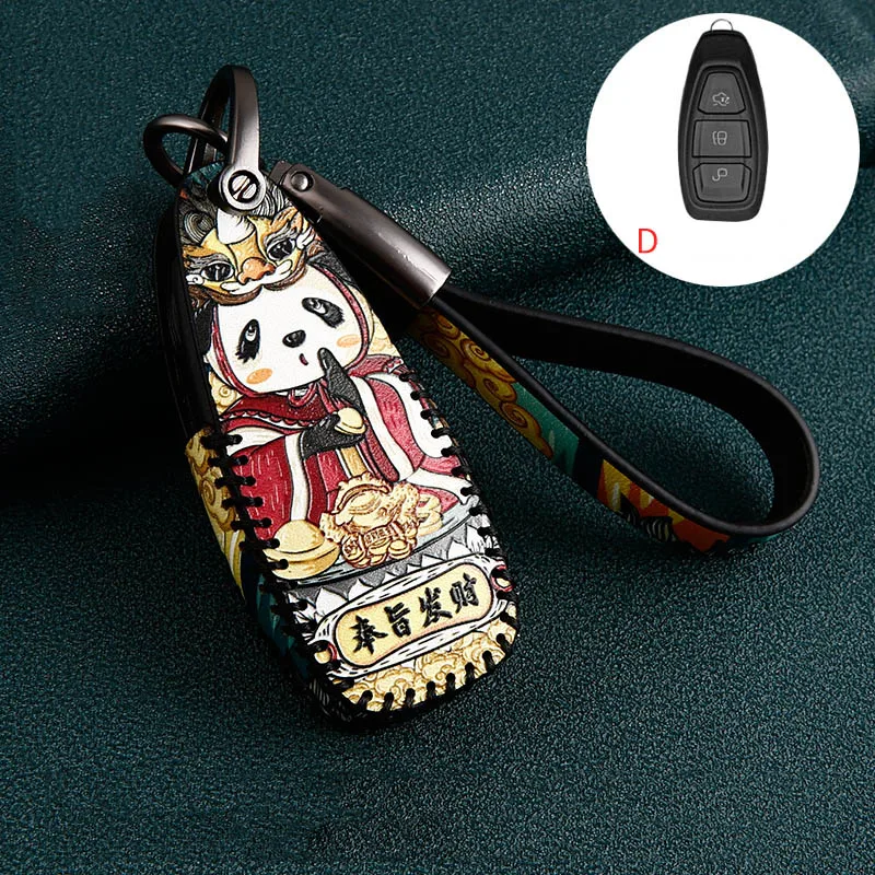 

Leather key case for car key cover for Ford Focus Kuga Mondeo car accessories interior car styling keyring for the car keychain