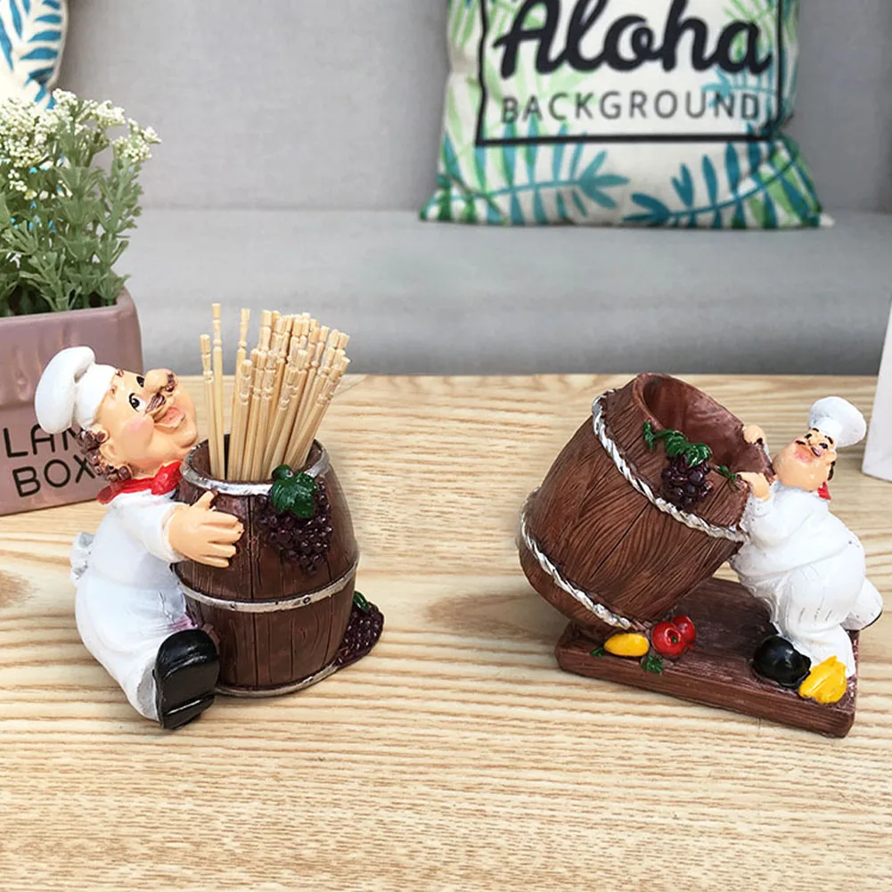 Toothpick Holder No Lid Nordic Style Resin Home Decor Dispenser Fat Chef Shape Storage Box Cartoon Kitchen Restaurant Container |