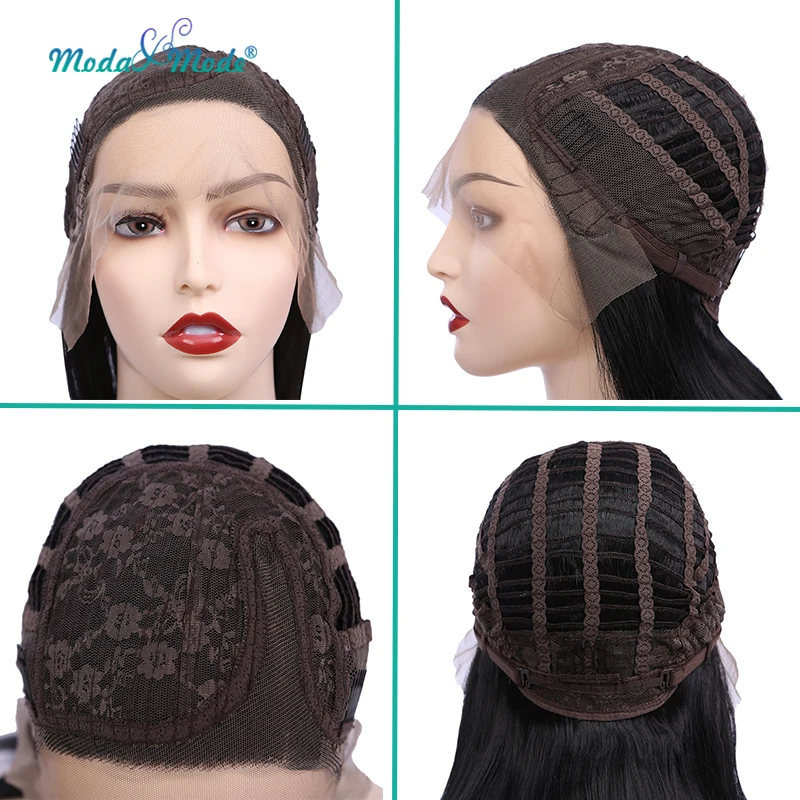 

Moda & Mode hair 1B Color Long Silky Straight Lace Wig Long Bob wig L Part for women Heat Resistant Synthetic Lace Front Wig C