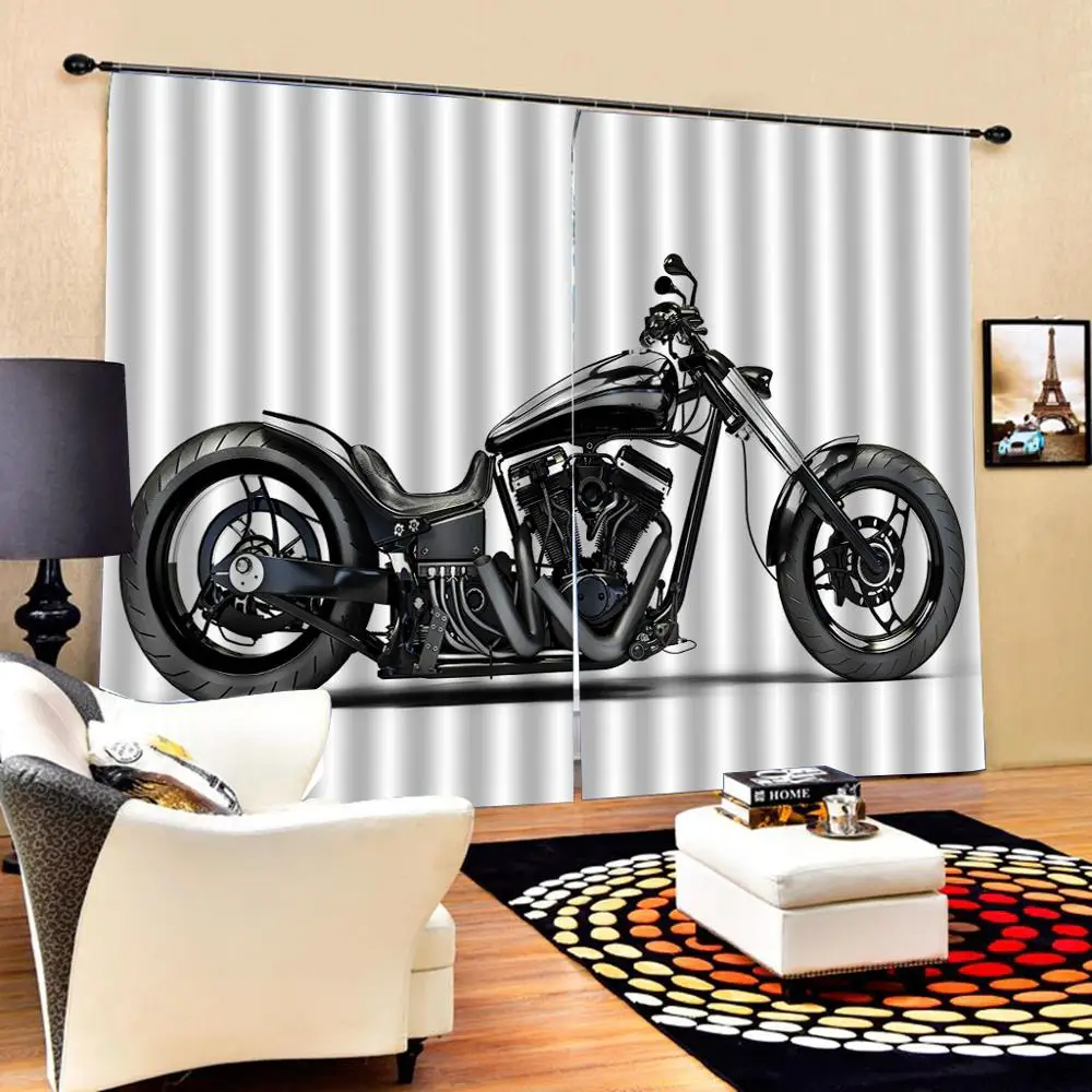 Custom Handsome Motorcycle Cool Man Curtain Print Photo For Living room Bedroom Blackout Window Drapes 2 Panels with Hooks | Дом и сад