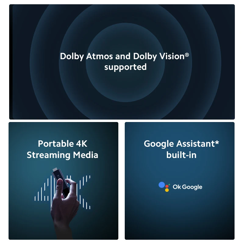 Global Version Xiaomi TV Stick 4K Android 11 Dolby DTS HD Dual Decoding 2GB RAM 8GB ROM Wifi Google Assistant Netflix |