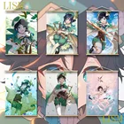 Настенный аниме-постер Genshin Impact Venti с рисунком манги из массива дерева