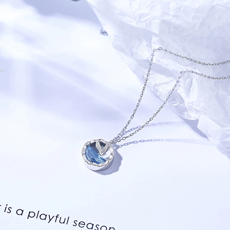

Fashion silver color mermaid tears necklace marine pendant simple girl accessories wedding fine jewelry choker chain for women