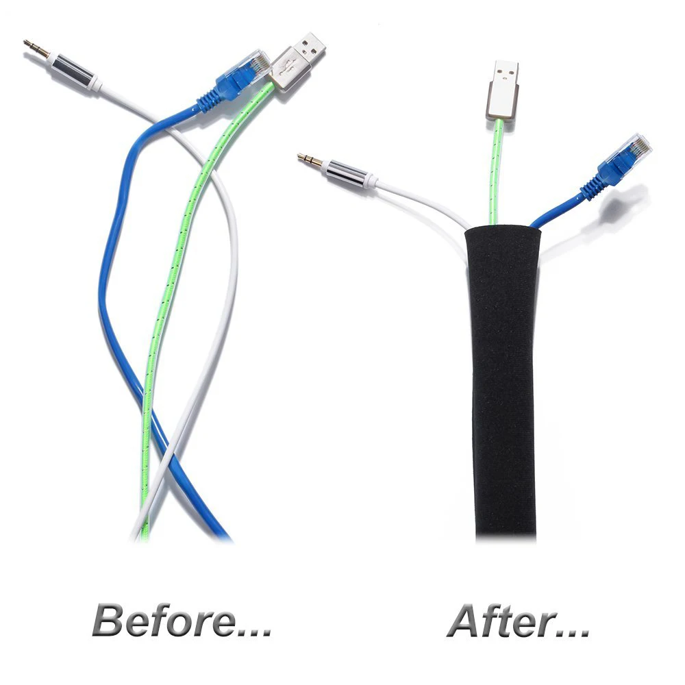 50/100 Cm Wire Organizer Management Sleeve Cable Concealer For Tv Computer Fridge Neoprene Hider Protector With Zipper | Дом и сад