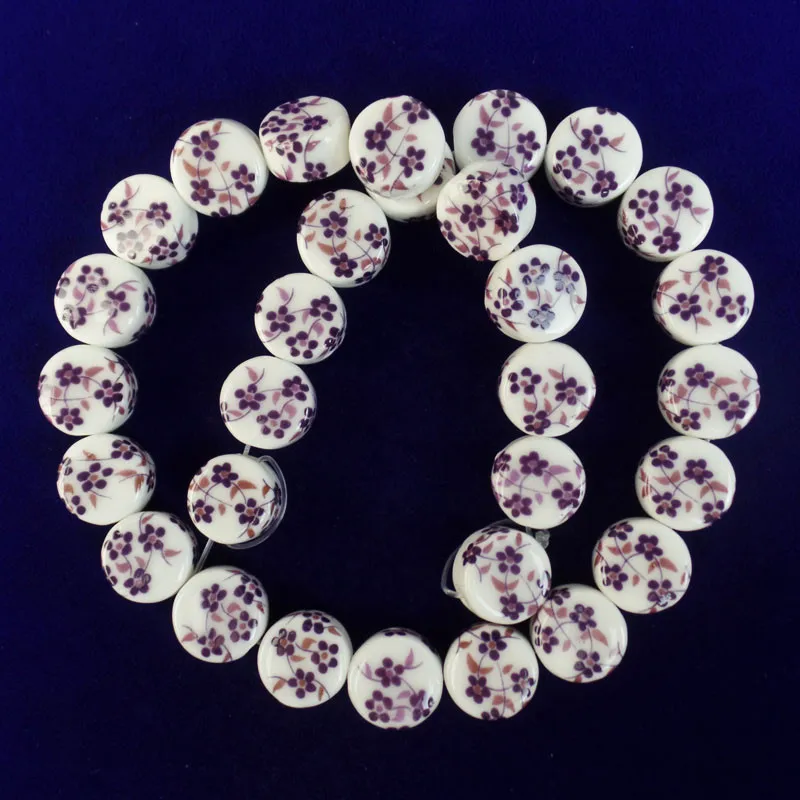 

1 нить 10x6 мм, фиолетовый цветок, керамика, Круглый свободный бисер 15,5 дюйма, B40147, ручная работа, «сделай сам», ожерелье, браслет, ювелирные изд...