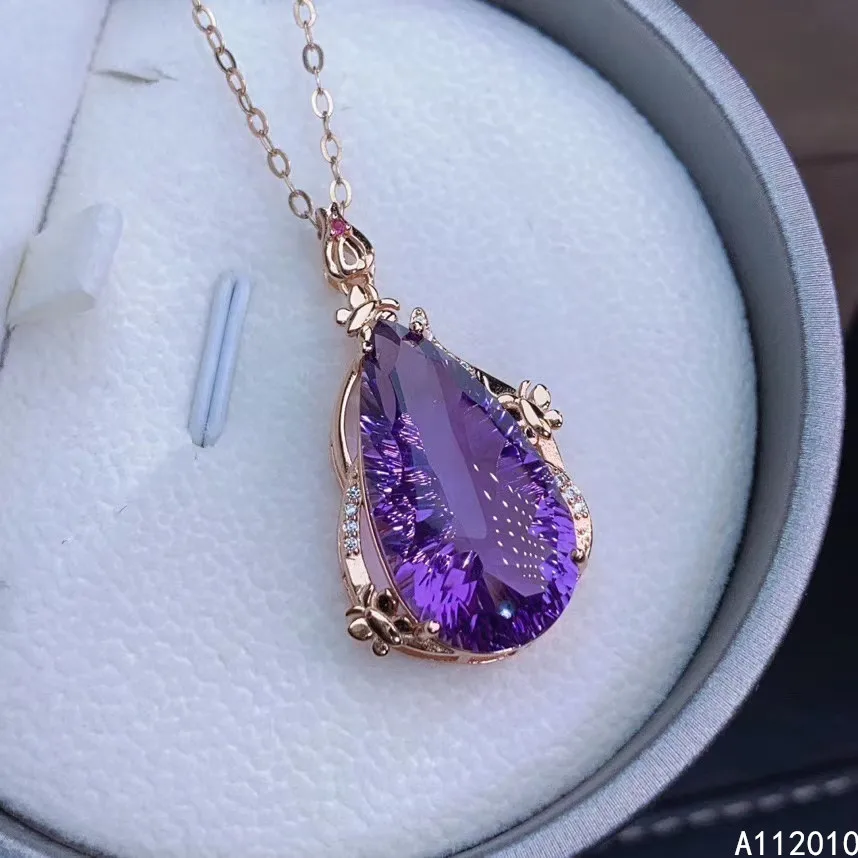 

KJJEAXCMY Fine Jewelry 925 Sterling Silver inlaid natural gemstone Amethyst Female Female Miss Pendant Necklace elegant
