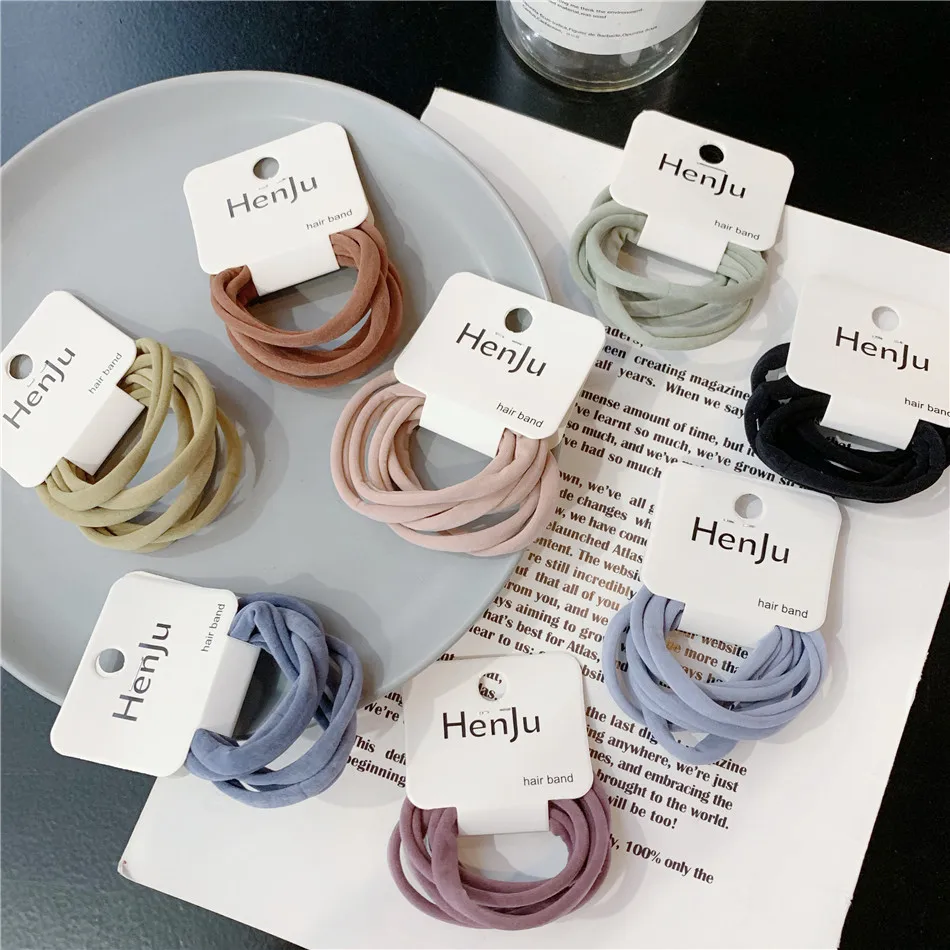 6 шт./компл. высокое эластичное кольцо для волос милые цветные базовые резинки