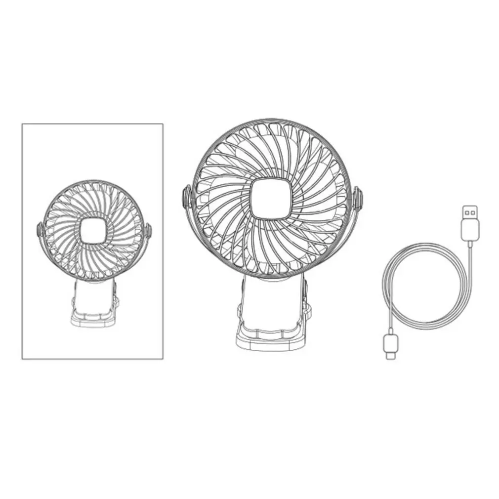 

Portable USB Rechargeable Car Mini Clip Small Fan Light Sound Running Fan With Removable Front Mesh Cover