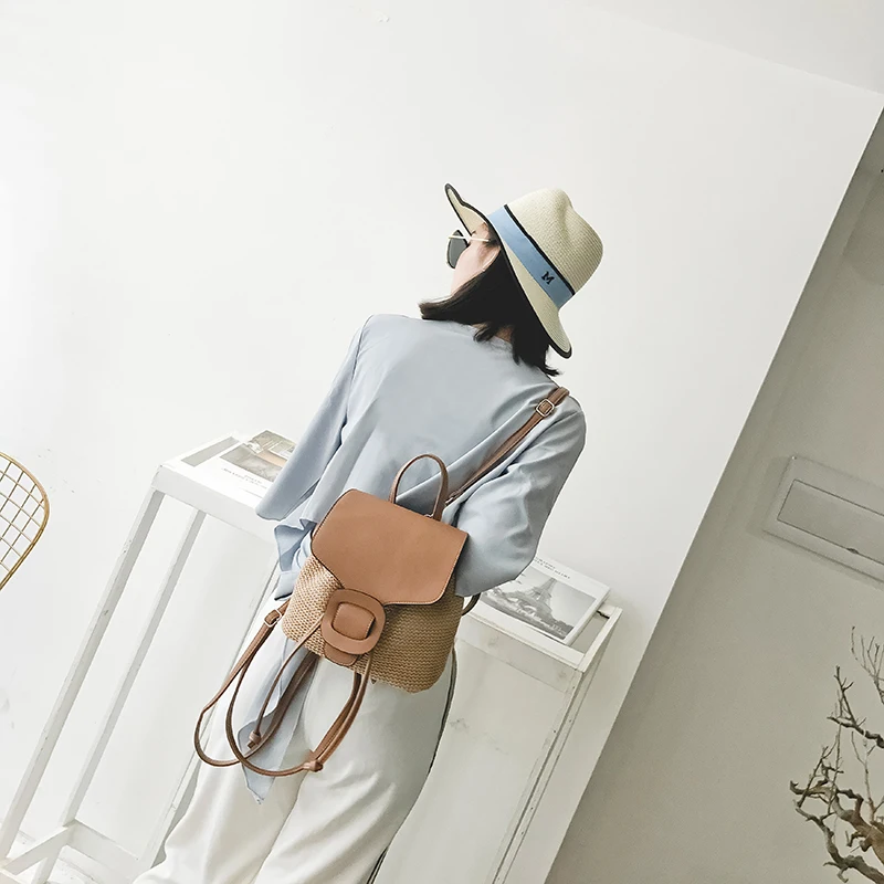 Женский соломенный рюкзак YBYT маленький школьный или дорожный для девочек