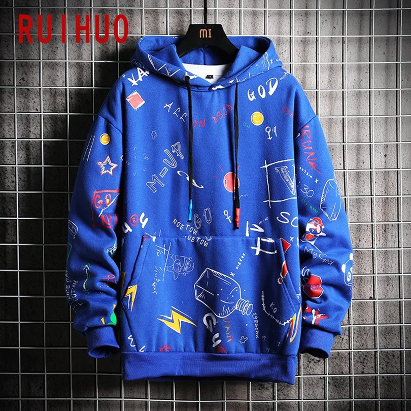 RUIHUO Харадзюку толстовка с капюшоном Мужская одежда мужские толстовки в стиле хип