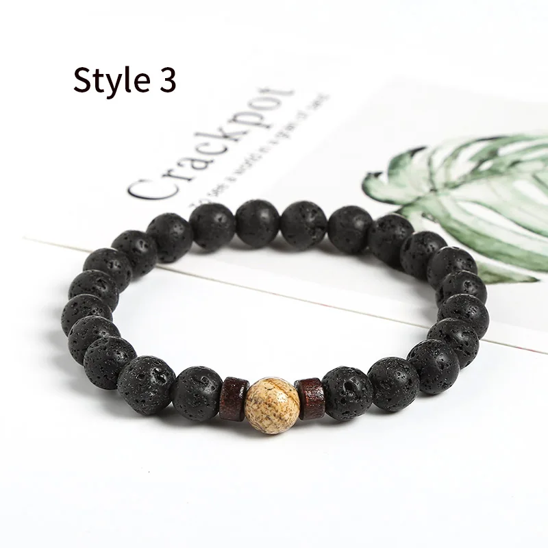 Style 3 JD мужской браслет, натуральный Императорский камень, бусина, тибетский Будда, браслет, чакра, лавовый камень, диффузный браслет, мужские ювелирные изделия, подарок - Окраска металла: Style 3