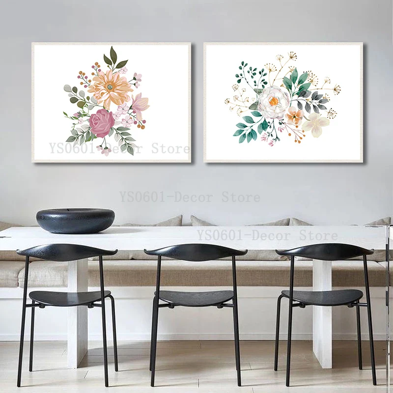 

Minimalist Modern Watercolor Flower Wall Art Canvas Painting Posters and Prints Pictures Home Living Room Decor (No Frame)