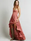 Женское богемное пляжное платье, длинное хлопковое праздничное платье с открытой спиной, в стиле бохо, для лета, 2021