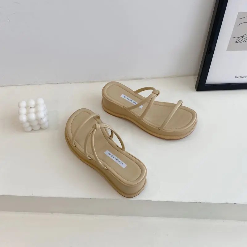 

Wohdhe Casual Wedges Women Slippers Beach Summer Shoes Slides Platform Outdoor High Heel Comfortable Strappy Elegant and Simple