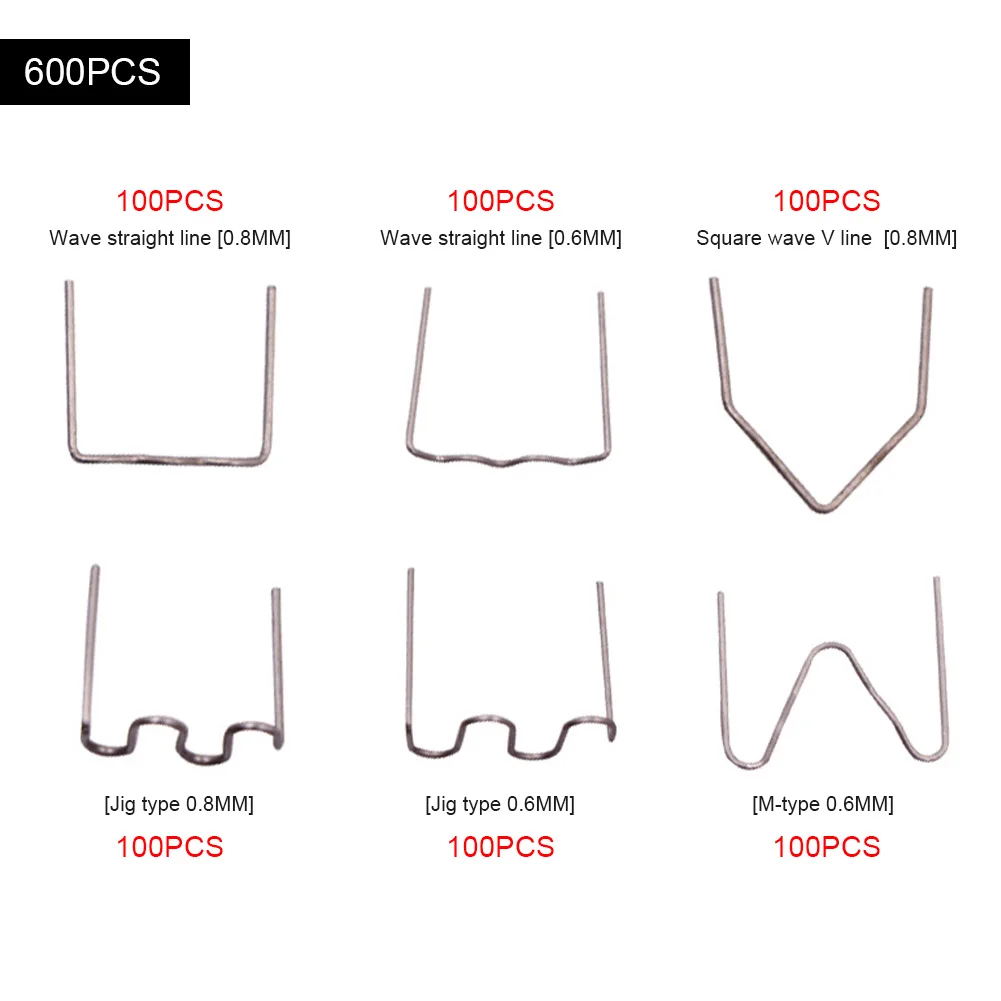 

600pcs Stainless Steel Standard Pre Cut 0.8mm/0.6mm Hot Staples for Plastic Stapler Car Bumper Repair Hine Welder Wires