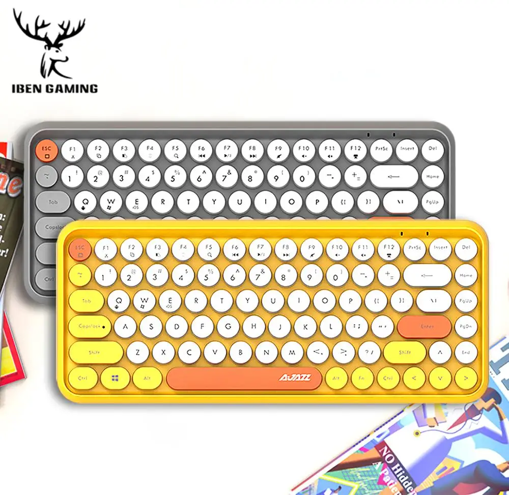 Bluetooth-клавиатура iBen в стиле ретро с круглыми клавишами и пластиковой панелью |