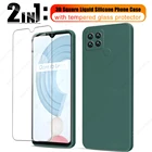 Чехол 2 в 1 из жидкого силикона для камеры Realme C21 C11 2021 C12 C15 C20 8 Pro Realme8