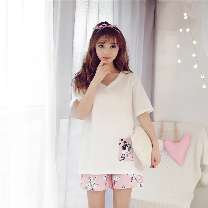 Женские пижамы с героями мультфильмов пижамный комплект из хлопка короткими