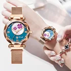 Женские кварцевые часы DOM, с магнитной застежкой и сетчатым ремешком, розовое золото, G-1257GK-1M