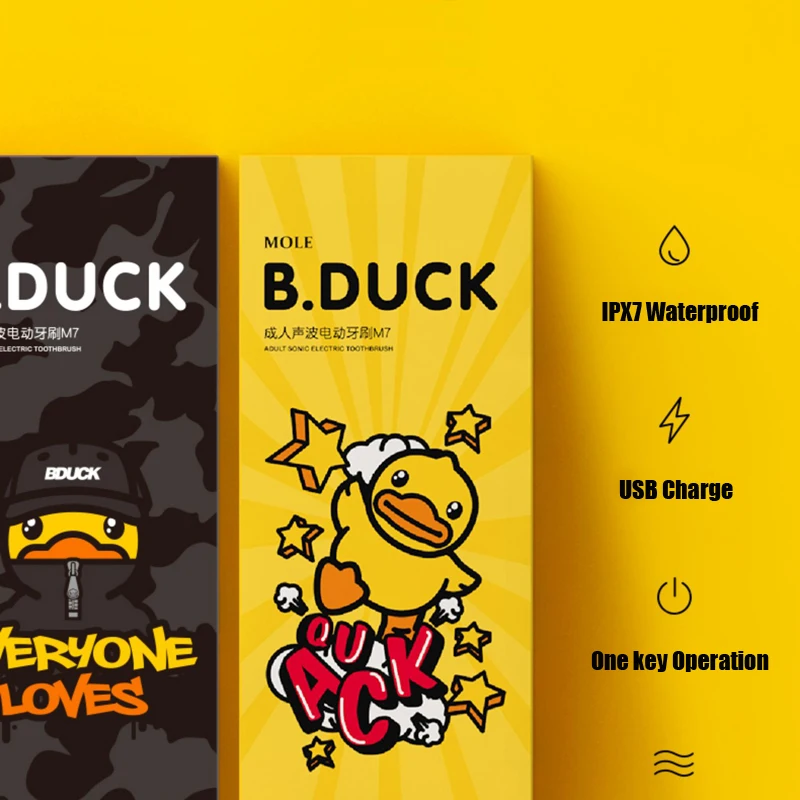 

Black Electric Toothbrush B.Duck Rechargeable Sonic Toothbrush 5 Mode Kawaii Timer IPX7 USB Charge Ultrasonic Cartoon Brush Gift