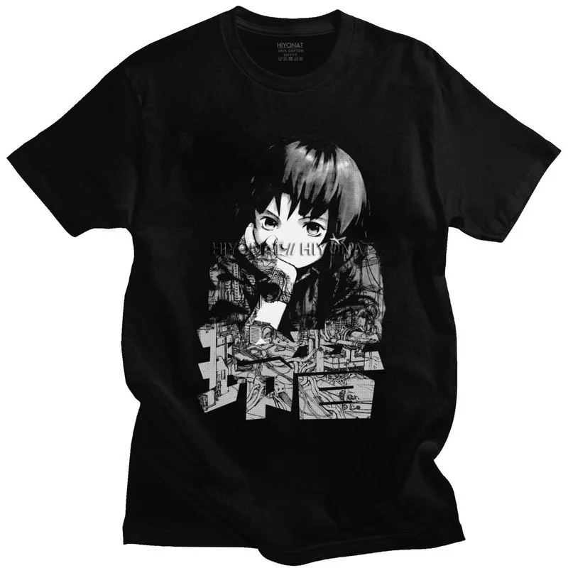 

Футболка мужская серийные эксперименты, хлопковая Городская рубашка с коротким рукавом, приталенная одежда с японским Аниме Манга ивакура