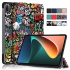 Умный чехол с рисунком для Xiaomi MiPad 5, чехол тройного сложения из искусственной кожи, жесткая задняя защитная крышка для Funda Xiaomi Mi Pad 5 Pro, чехол