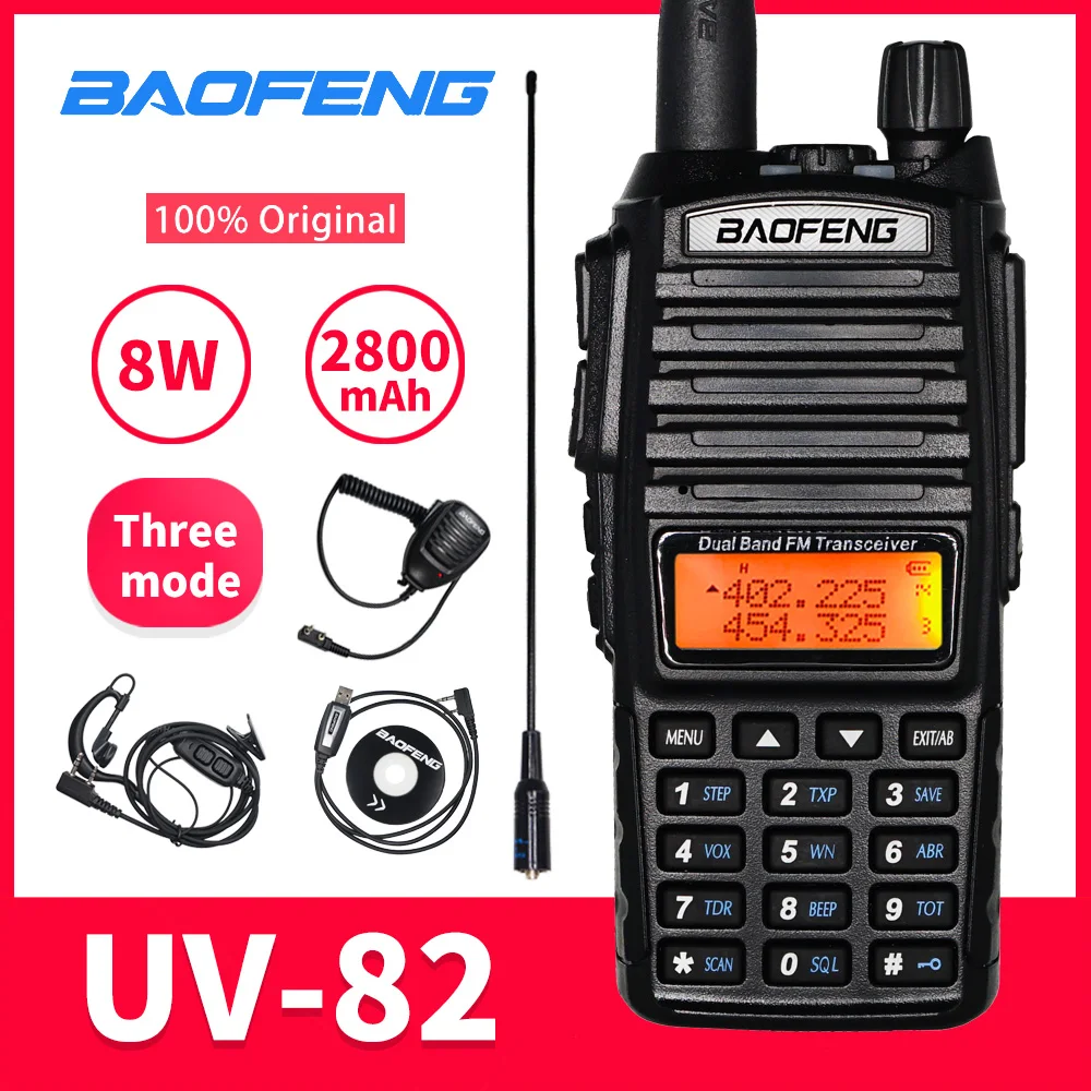 Иди и болтай Walkie Talkie “иди высоком каблуке 8 Вт Baofeng UV 82 FM трансивер двухстороннее