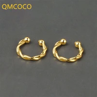 qmcoco silver color ear bones clip for woman 2021 summer new style trendy elegant simple geometry twist party jewelry gifts