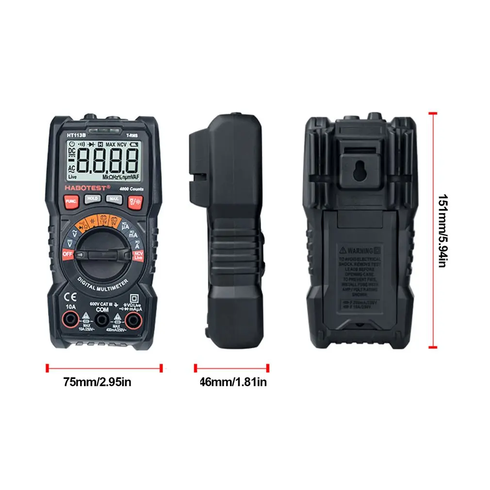 Цифровой мультиметр HABOTEST HT113B Автоматический диапазон NCV Hz Ture RMS AC/DC 6000