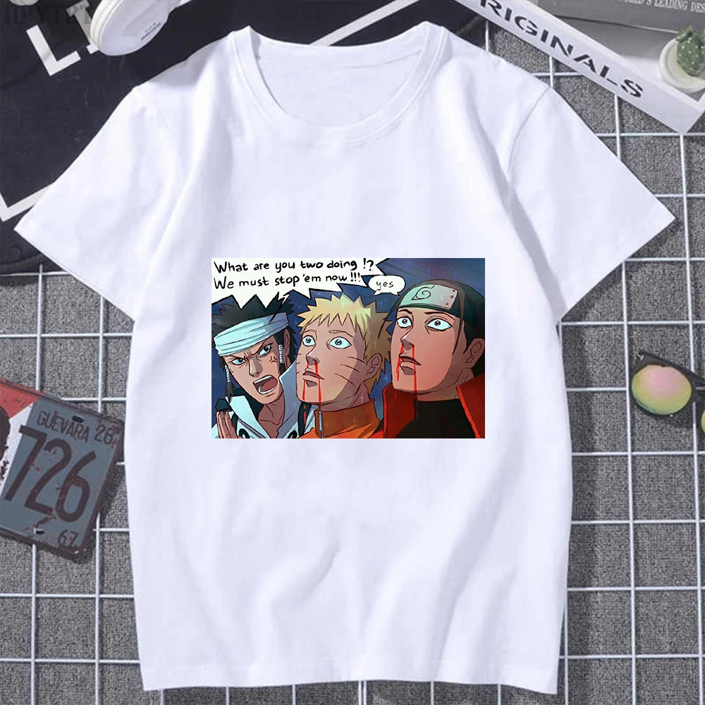 

Japanese Anime Spoof Naruto T Shirt Unisex 90s Shirt Harajuku Hip Hop Kawaii Cartoons Women Tshirt Aesthetic Clothes Streetwear