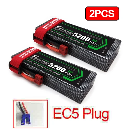 2 шт 7,4 V 5200 45c 7000mAh 60C GTFDR LiPo аккумулятор 2S HardCase для 1/8 1/10 RC модель автомобиля TRX Slash Emaxx - Цвет: 2PCS5200mahEC5