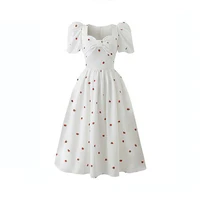 womens dress 2021 strawberry square collar strawberry dress puff sleeve party mid length dress summer dress