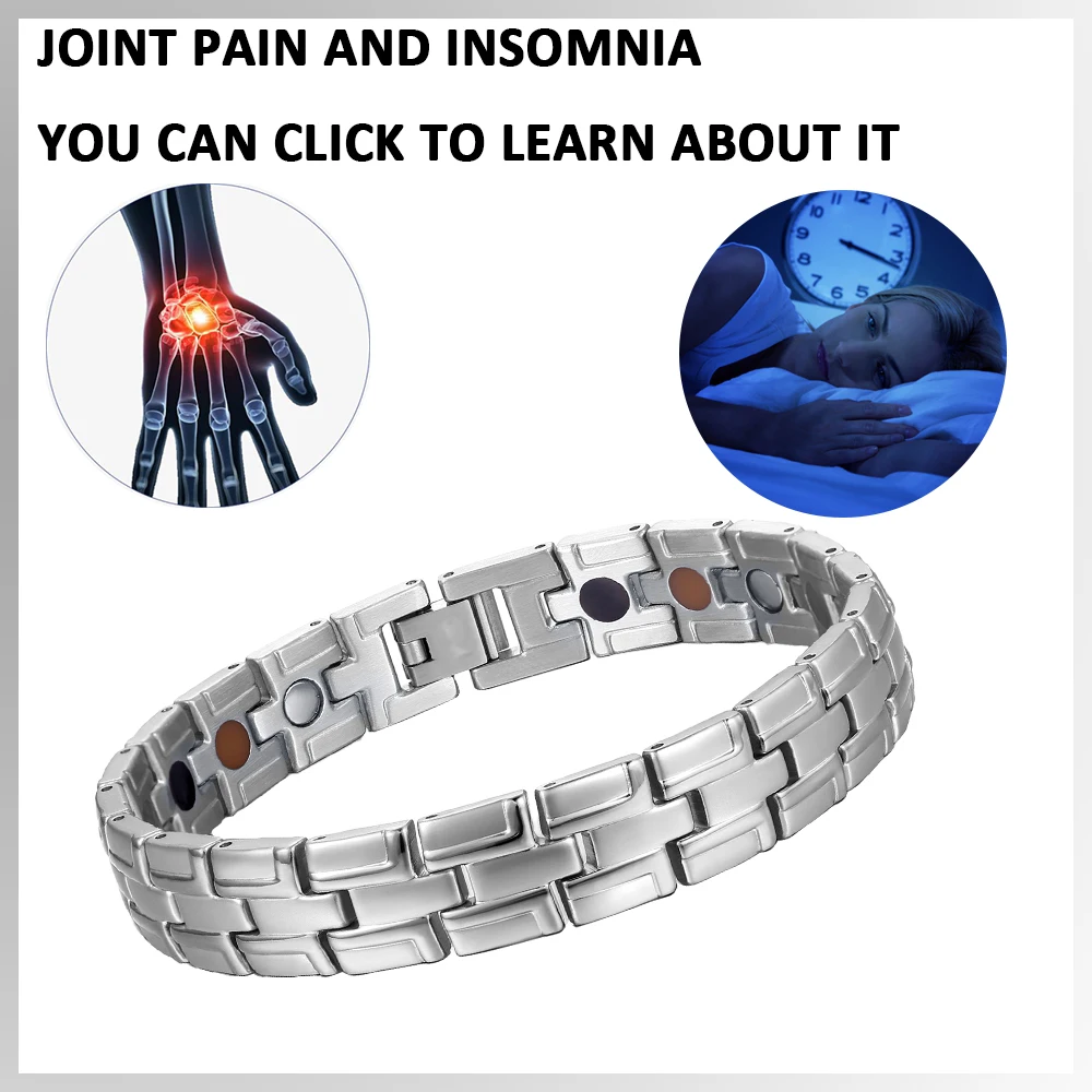 Магнитный терапевтический титановый браслет для мужчин обезболивающий золотой