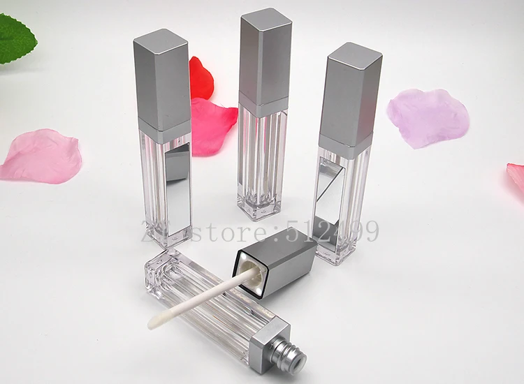 

7ML Makeup DIY Lip Gloss Bottle Empty Silver Square Lip Gloss Tube with LED Light Mirror Labial Glair Bottle,Plastic LipstickBox