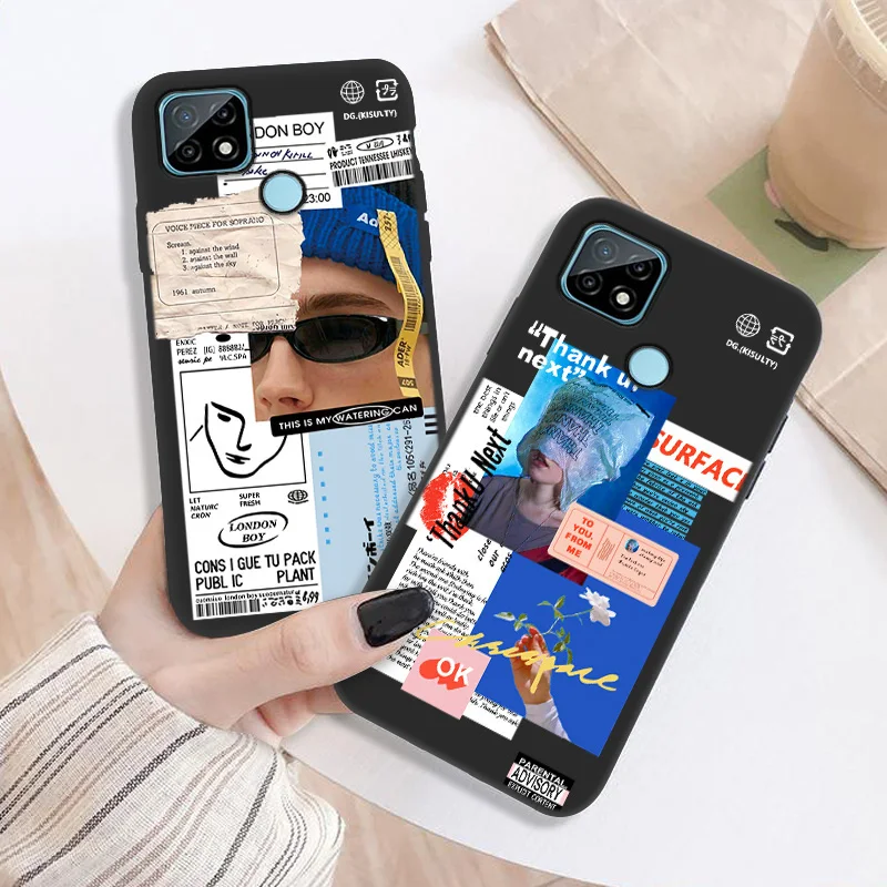 barcode label phone case realme 8 pro case cover for oppo realme8 7 6 5 pro 9i 8i 3 c21 c3 gt neo 2 c12 c15 c11 c25 silicon case free global shipping