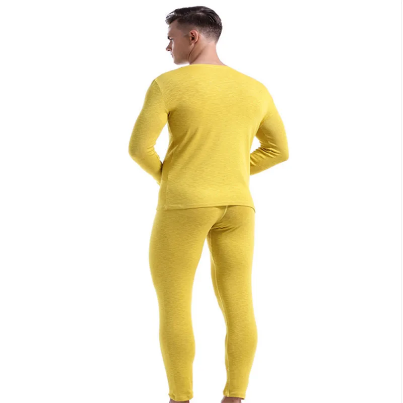 Мужское эластичное термобелье из бамбукового хлопка с V-образным вырезом и