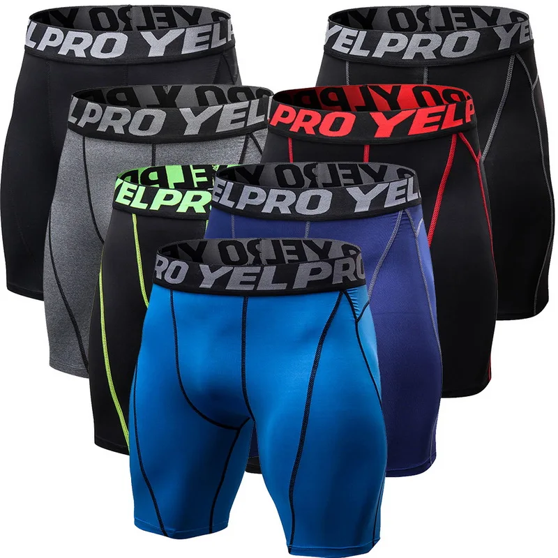 Мужские Компрессионные шорты для фитнеса бега спорта брифы тренажерного зала