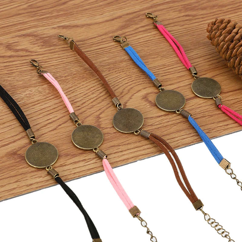 1/2 шт 20 мм кожаные браслеты Круглый Кабошон Установка Пустой Базы поднос для DIY