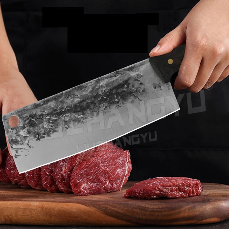 

LIUZHANGYU Forged Chopping Bone Knife Handmade Hammer Stainless Steel Meat Cleaver Chef Knife Slicing Kitchen Knife Cooking Tool