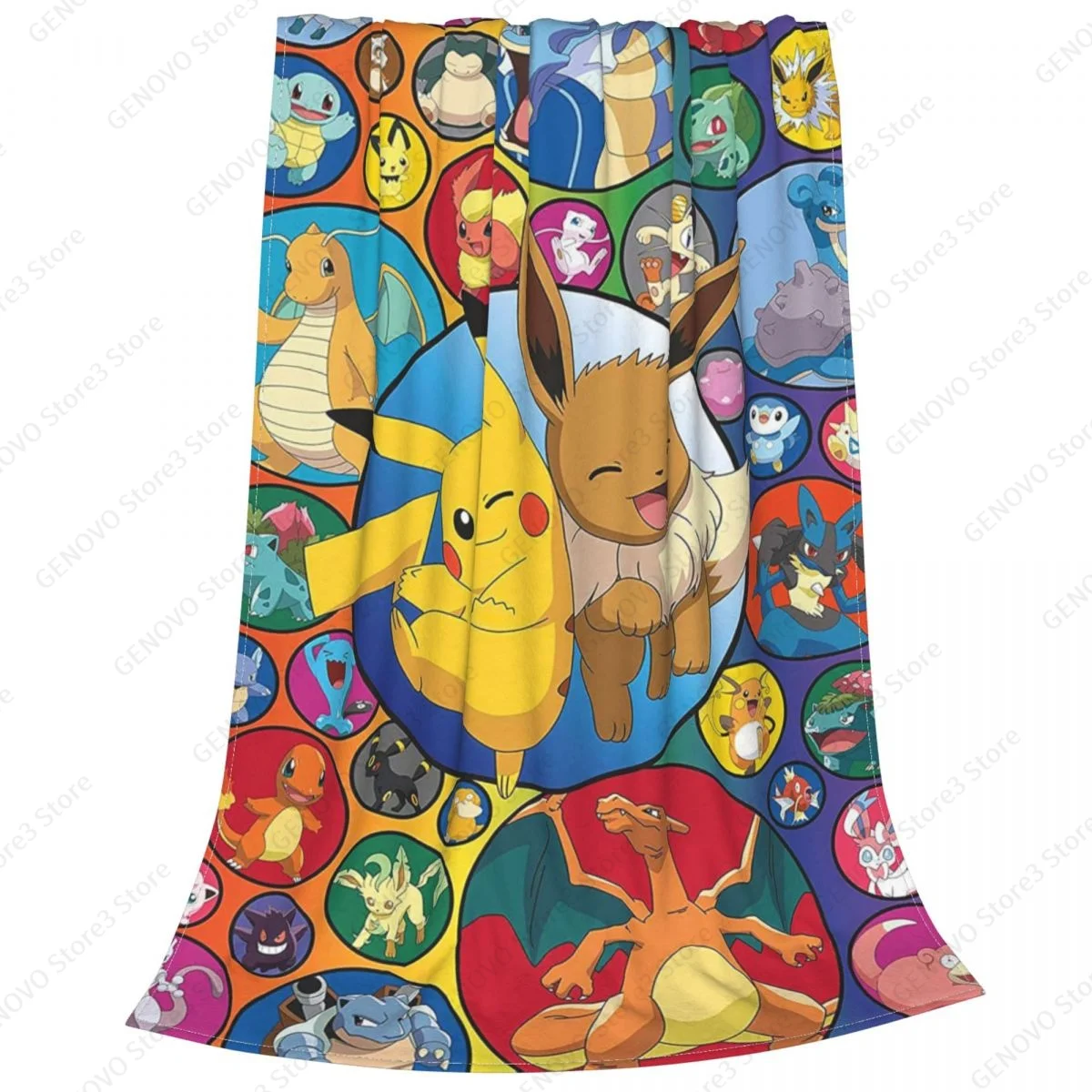 3D-Printeds Blanket Pokemon Bikachu/ Flannel Bed Throw Soft Cartoon Printed Bedspread Sofa Gifts for Children | Дом и сад