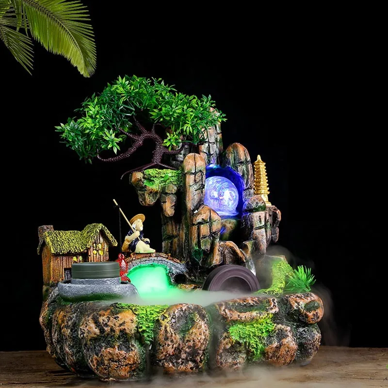 110 V-220 V креативный смоляный рокерский фонтан для воды Lucky Feng Shui, колесо для офиса, настольные украшения, украшение для дома, аквариум