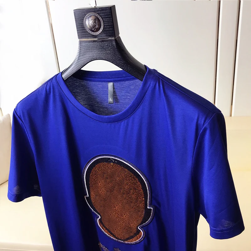 

Starbags pp Hot color diamond skull head men's short sleeve T-shirt popular hot stamping loose Street printing simple casual