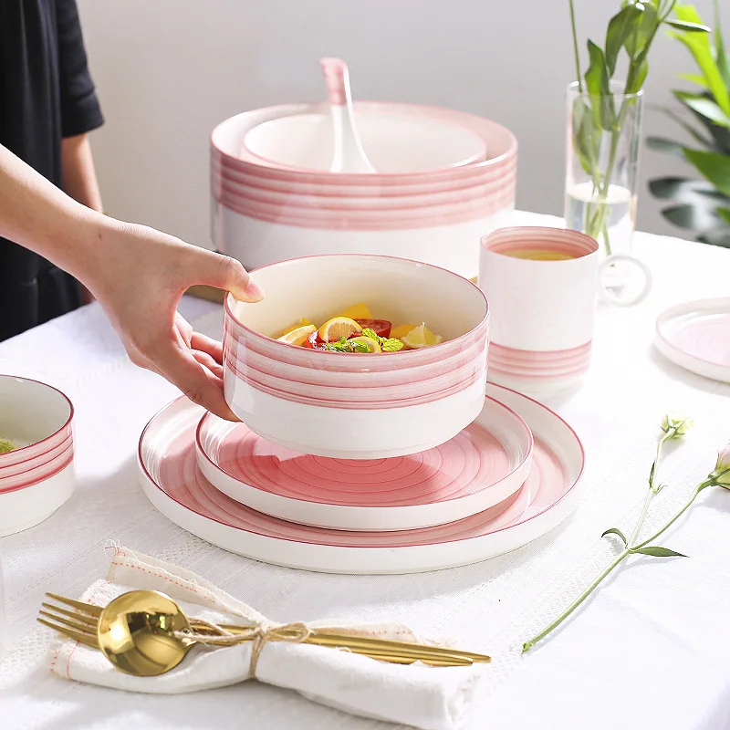 Набор керамической посуды в скандинавском стиле простой набор Красной сетчатой