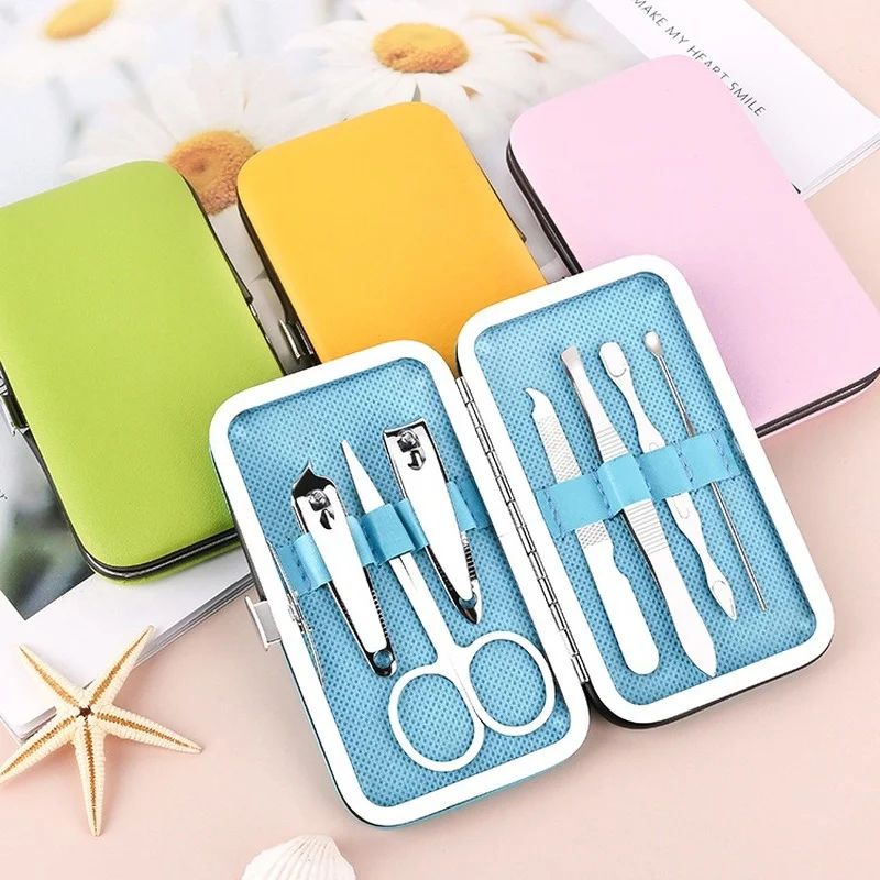 

Leather Box 7-piece Nail Clippers Set Household Beauty Nail Tools Custom Logo Gift Nail Clippers Nail Supplies Kit