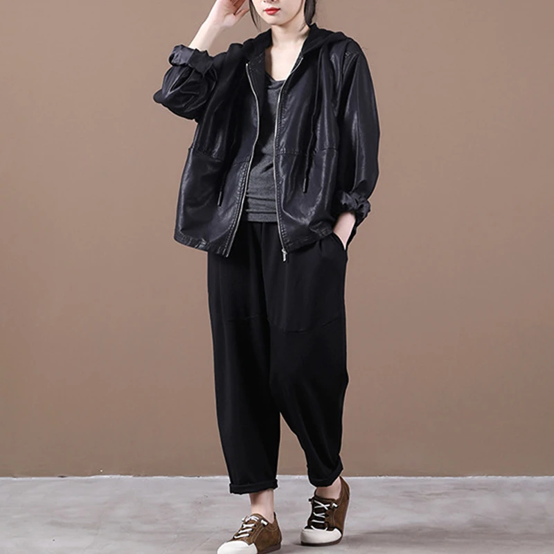 

Max LuLu Autumn European Womens Black Faux Leather Jacket Ladies Punk Casual Pu Biker Coat Loose Motorcycle Clothing Plus Size