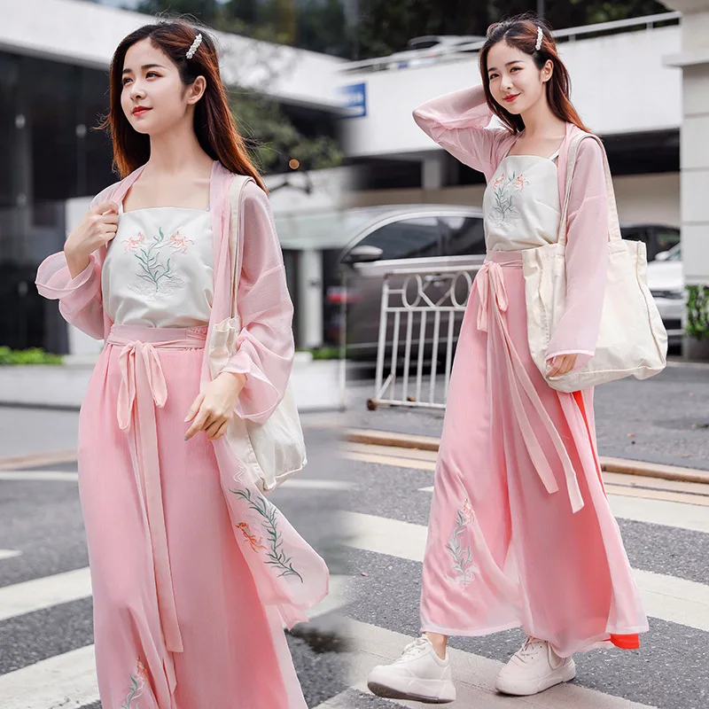 

Summer Hanfu Made In Song Dynasty, Three-piece Ancient Costume Can Be Worn Daily, Full Waist Skirt