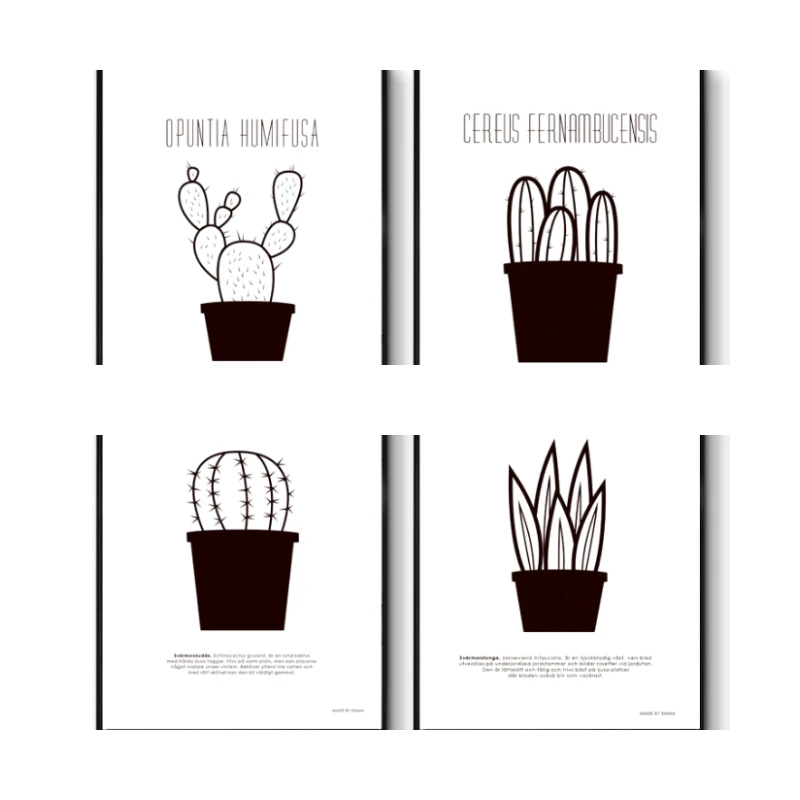 

Canvas Painting Wall ArtNordic Decorative Creative Simple Black and White Frameless Painting Cactu Wall Pictures for Living Room