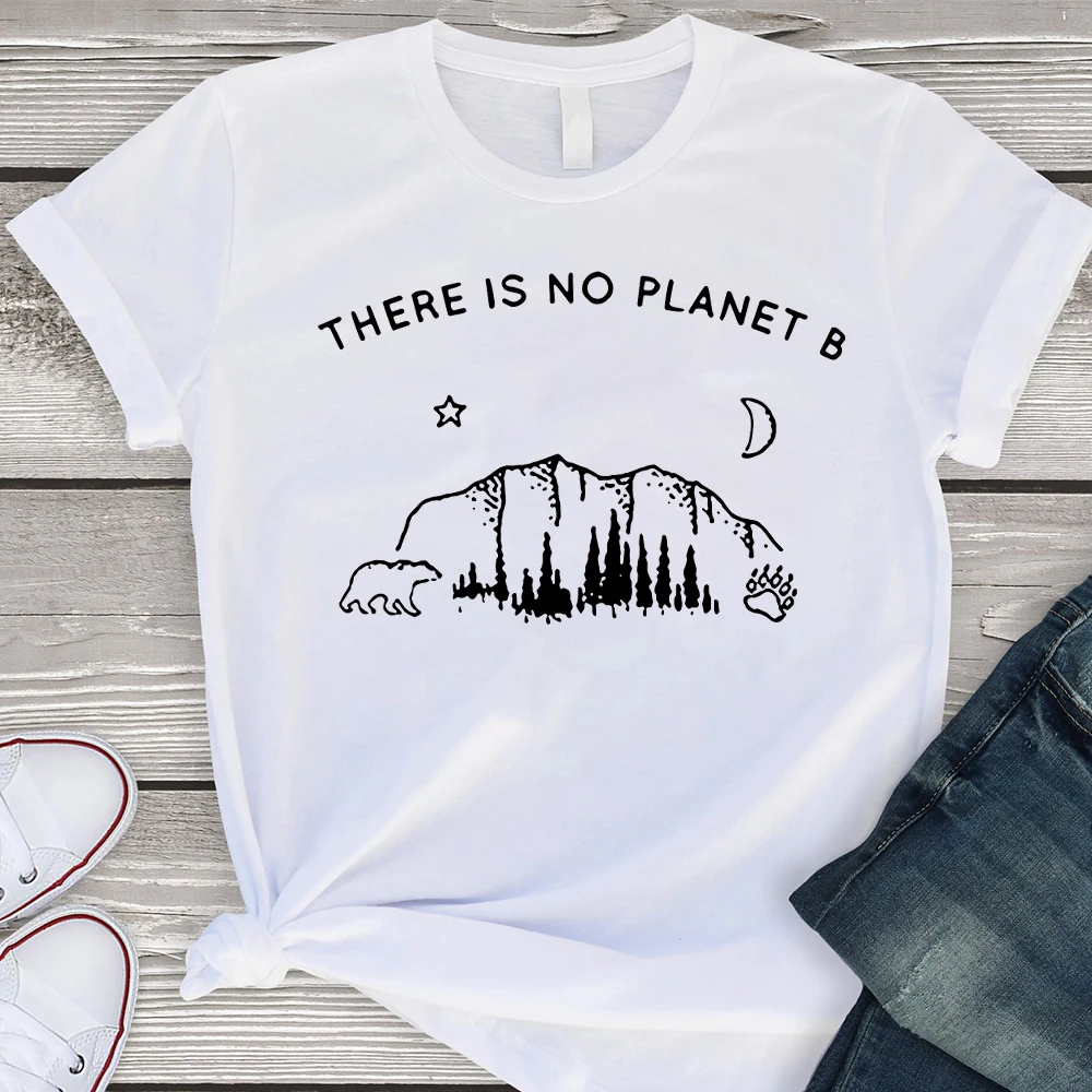 

Mountain and forest Simplicity Printed Aesthetic T-shirt Women Top Brand White Casual Clothing Vogue Harajuku Crewneck Tee shirt